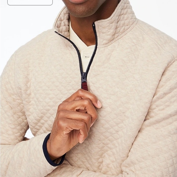 J crew heather oatmeal Quilted half-zip - Picture 2 of 5